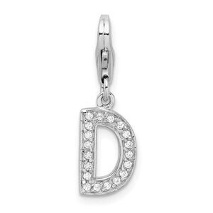 Amore La Vita Sterling Silver Rhodium-plated Polished CZ Letter D Initial Charm